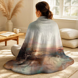 Abstract Landscapes Throw Blanket Set - Brown Abstracted Nature I