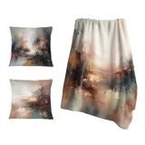 Abstract Landscapes Throw Blanket Set - Brown Abstracted Nature I