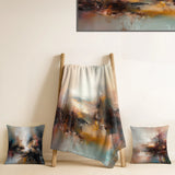 Abstract Landscapes Decorative Throw Blanket Set - Brown Abstracted Nature III