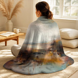 Abstract Landscapes Decorative Throw Blanket Set - Brown Abstracted Nature III