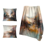 Abstract Landscapes Decorative Throw Blanket Set - Brown Abstracted Nature III
