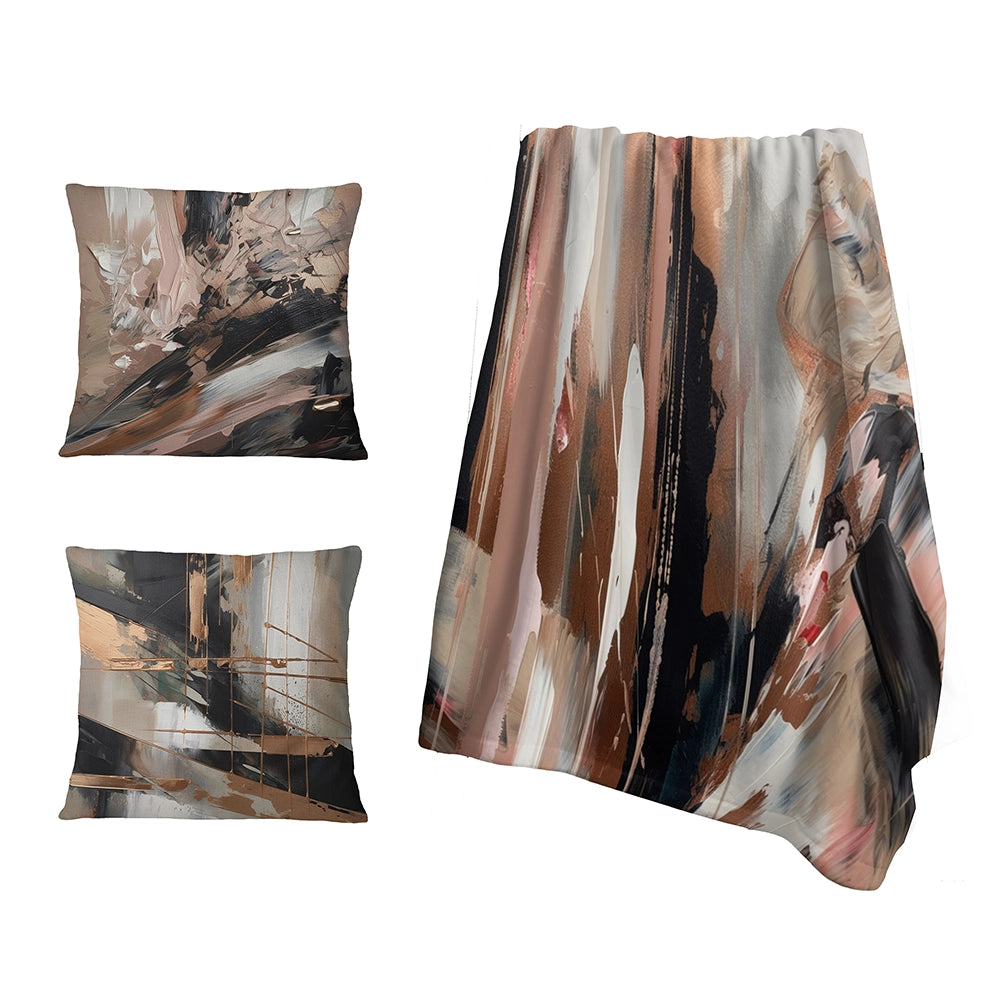 Abstract Throw Blanket - Brown And Black Beyond Boundaries I