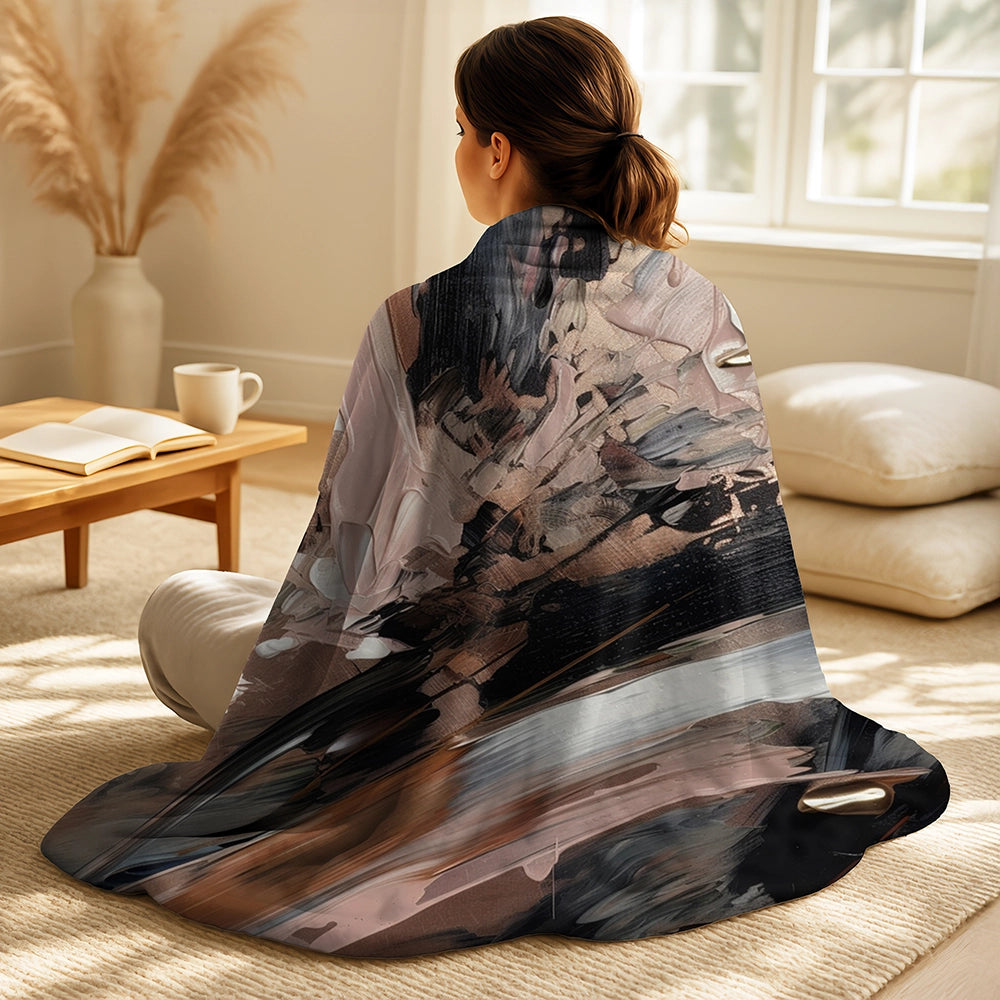 Abstract Throw Blanket Set - Brown And Black Beyond Boundaries II