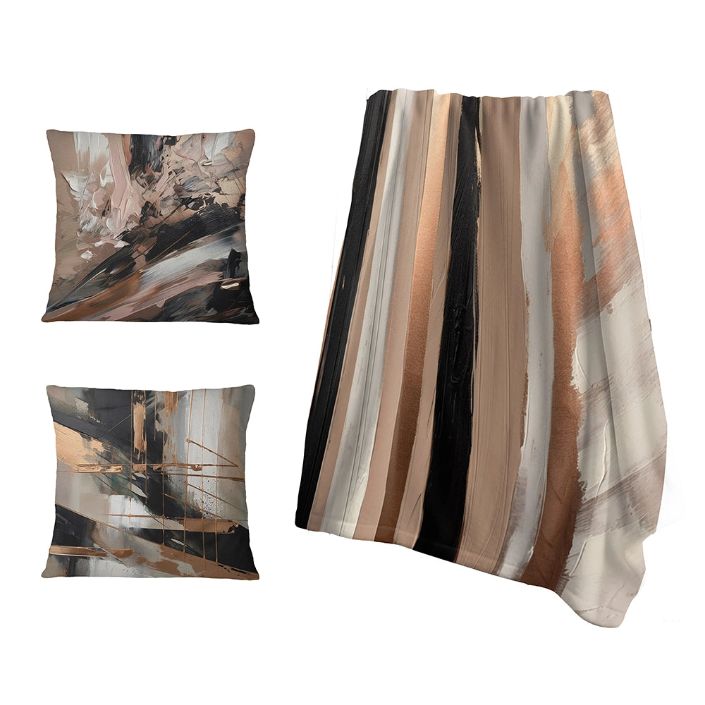 Abstract Throw Blanket - Brown And Black Beyond Boundaries IV