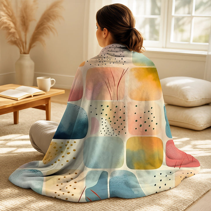 Modern Throw Blanket - Orange Fun Pattern Of Shapes III