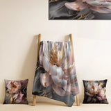 Abstract Marble Throw Blanket - Marble Pink Gold Peony Flower III