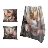 Abstract Marble Throw Blanket - Marble Pink Gold Peony Flower III