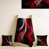 Abstract Modern Waves Throw Blanket - Red Black Contemplative Abstraction VI