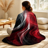 Abstract Modern Waves Throw Blanket - Red Black Contemplative Abstraction VI