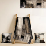 Abstract Midcentury Throw Blanket - Black Mid Century Fusion IV
