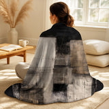 Abstract Midcentury Throw Blanket - Black Mid Century Fusion IV