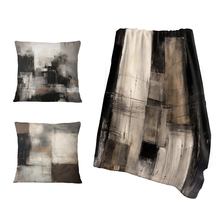 Abstract Midcentury Throw Blanket - Black Mid Century Fusion IV