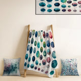 Abstract Minimalism Throw Blanket Set - Exploring The Depths Of Green Fluidity I