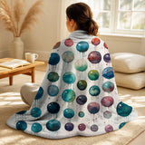 Abstract Minimalism Throw Blanket Set - Exploring The Depths Of Green Fluidity I