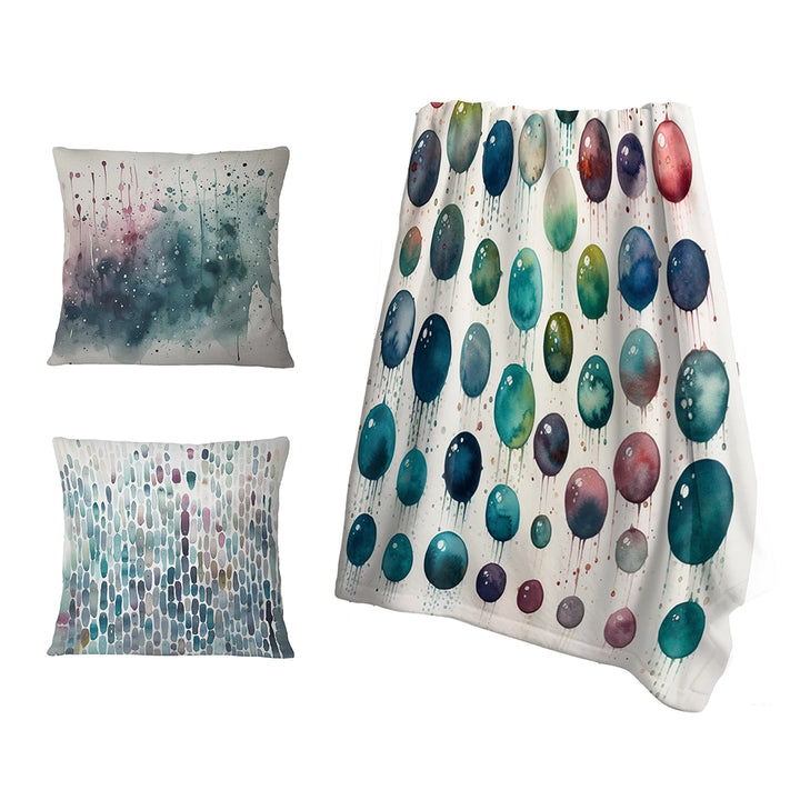 Abstract Minimalism Throw Blanket Set - Exploring The Depths Of Green Fluidity I