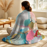 Abstract Minimalism Decorative Throw Blanket Set - Pink Blue Minimalism Fluidity II