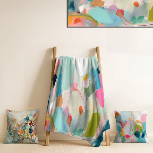 Abstract Minimalism Throw Blanket - Pink Blue Minimalism Fluidity III