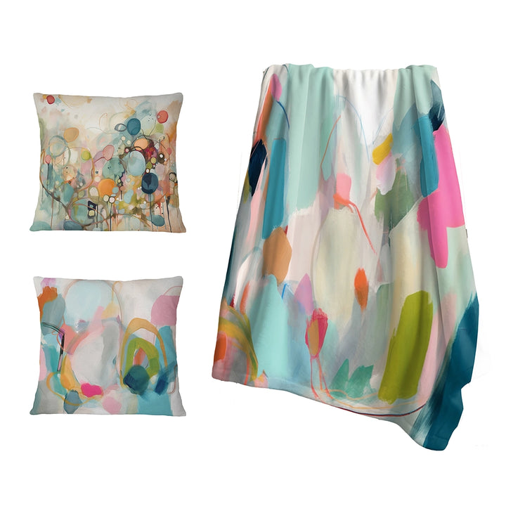 Abstract Minimalism Throw Blanket - Pink Blue Minimalism Fluidity III