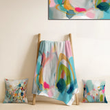 Abstract Minimalism Throw Blanket Set - Pink Blue Minimalism Fluidity V