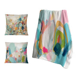 Abstract Minimalism Throw Blanket Set - Pink Blue Minimalism Fluidity V