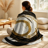 Abstract Painting Throw Blanket - Black And Gold The Art Of Chaos III