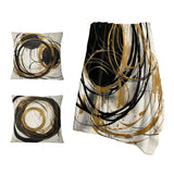 Abstract Painting Throw Blanket Set - Black And Gold The Art Of Chaos V