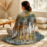 Palms & Palm Trees Throw Blanket - Green Palm Tree Paradise III