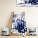 Modern Beach Throw Blanket Set - Ocean Wave Movement V
