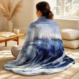 Modern Beach Throw Blanket Set - Ocean Wave Movement V