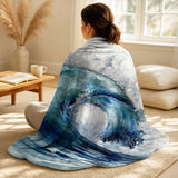 Modern Beach Decorative Throw Blanket Set - Ocean Wave Movement VI