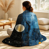 Minimalism Throw Blanket - Blue Minimalism Moon V