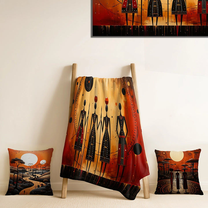 Global Throw Blanket Set - African Tribes Ancient Traditions III