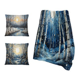 Tree Birch Throw Blanket - Birch Woods Mystic Moonlight I
