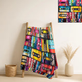 Cassette Tapes Throw Blanket Set - Cassette Tapes Tape Mosaic I