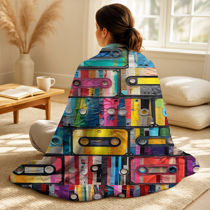 Cassette Tapes Throw Blanket Set - Cassette Tapes Tape Mosaic I