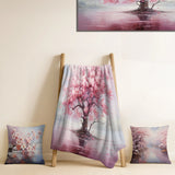 Cherry Blossom Decorative Throw Blanket Set - Pink Cherry Blossom Romantic Impression III