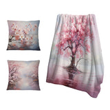 Cherry Blossom Decorative Throw Blanket Set - Pink Cherry Blossom Romantic Impression III