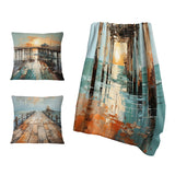 Coastal Pier Throw Blanket - Coastal Pier Perspective Pointillism I