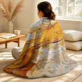 Abstract Landscapes Throw Blanket Set - Amber Glow II