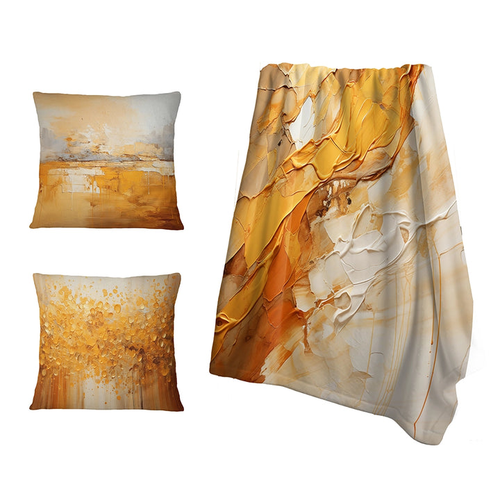 Abstract Landscapes Throw Blanket Set - Amber Glow II