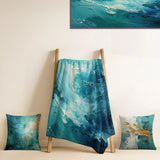 Abstract Landscapes Throw Blanket - Teal Oasis I