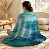 Abstract Landscapes Throw Blanket - Teal Oasis I