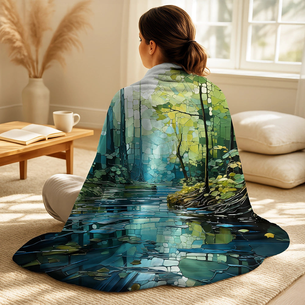Drip Painting Throw Blanket - Drip Natures Pulse River II