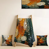 Hard Edge Painting Decorative Throw Blanket Set - Hardedge Art Earthy Euphony VI