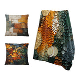 Hard Edge Painting Decorative Throw Blanket Set - Hardedge Art Earthy Euphony VI