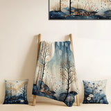 Global Throw Blanket Set - Japan Art Blue Serene Zen Minimalism Landscape III