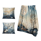 Global Throw Blanket Set - Japan Art Blue Serene Zen Minimalism Landscape III