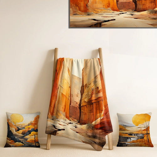 Canyon Throw Blanket - Bold Landscape Canyon Desert V