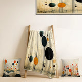 Minimalism Throw Blanket - Colorful Mid Century Minimalist Oasis IV