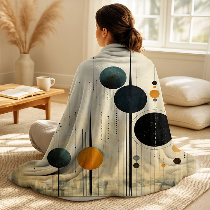 Minimalism Throw Blanket - Colorful Mid Century Minimalist Oasis IV